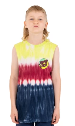Santa Cruz Pop Fade Dot Youth Muscle Tee Navy/Tie Dye