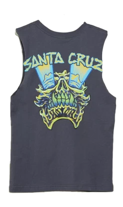 Santa Cruz Vivid Skull Youth Muscle Tee Charcoal