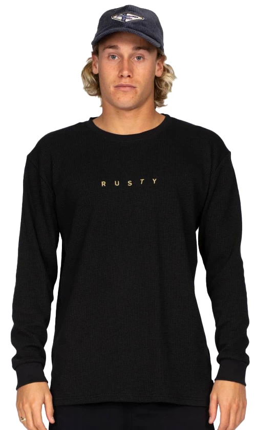 Rusty Short Cut Waffle Mens Long Sleeve Tee 1 Rusty Short Cut Waffle Mens Long Sleeve Tee