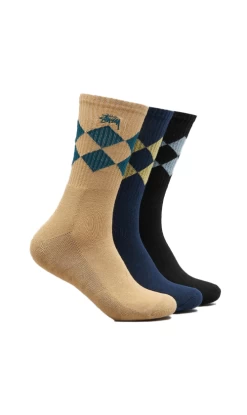 Stussy Argyle Mens Socks 3pk Multi Coloured