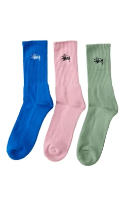Stussy Graffiti Mens Socks 3Pk Multi Coloured
