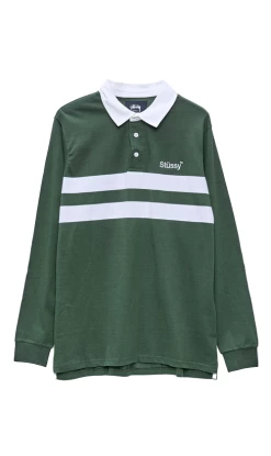 Stussy Kyeema Rugby Long Sleeve Shirt Flight Green