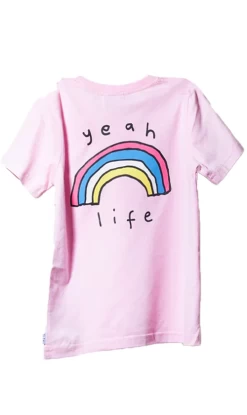 Yeah Life Beautiful Hemp Cotton T-Shirt Youth Dusty Pink