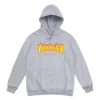 Thrasher Flame Logo Mens Hoodie Light Grey