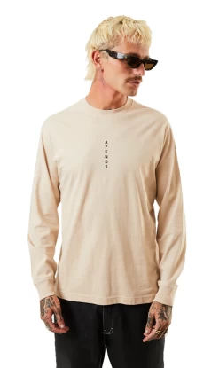 Afends Machine Mens Long Sleeve Tee Bone