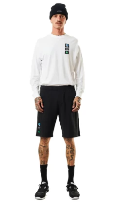 Afends Build It Mens Hemp Elastic Shorts Black